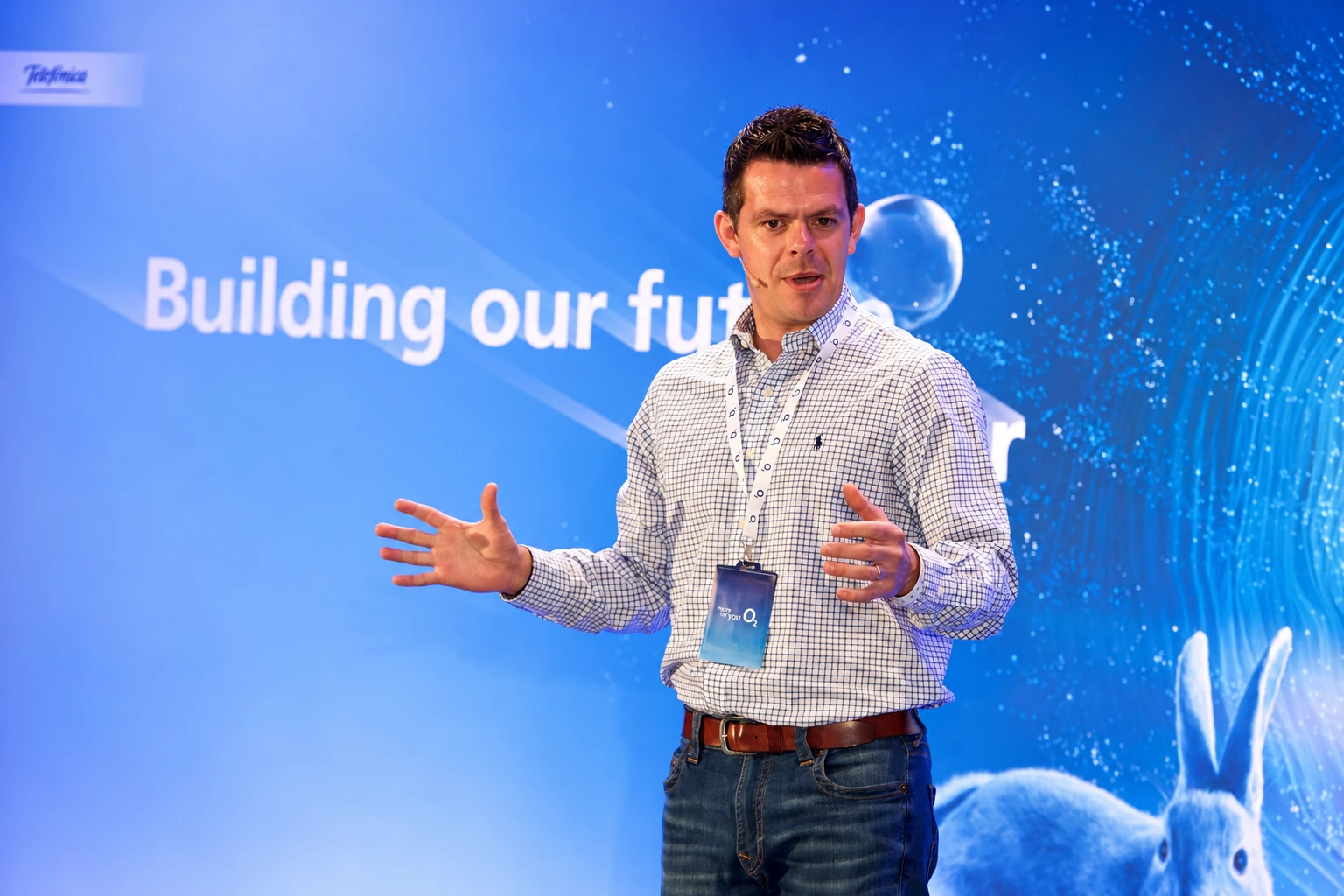 Gavin Scott speaking at an O2 event